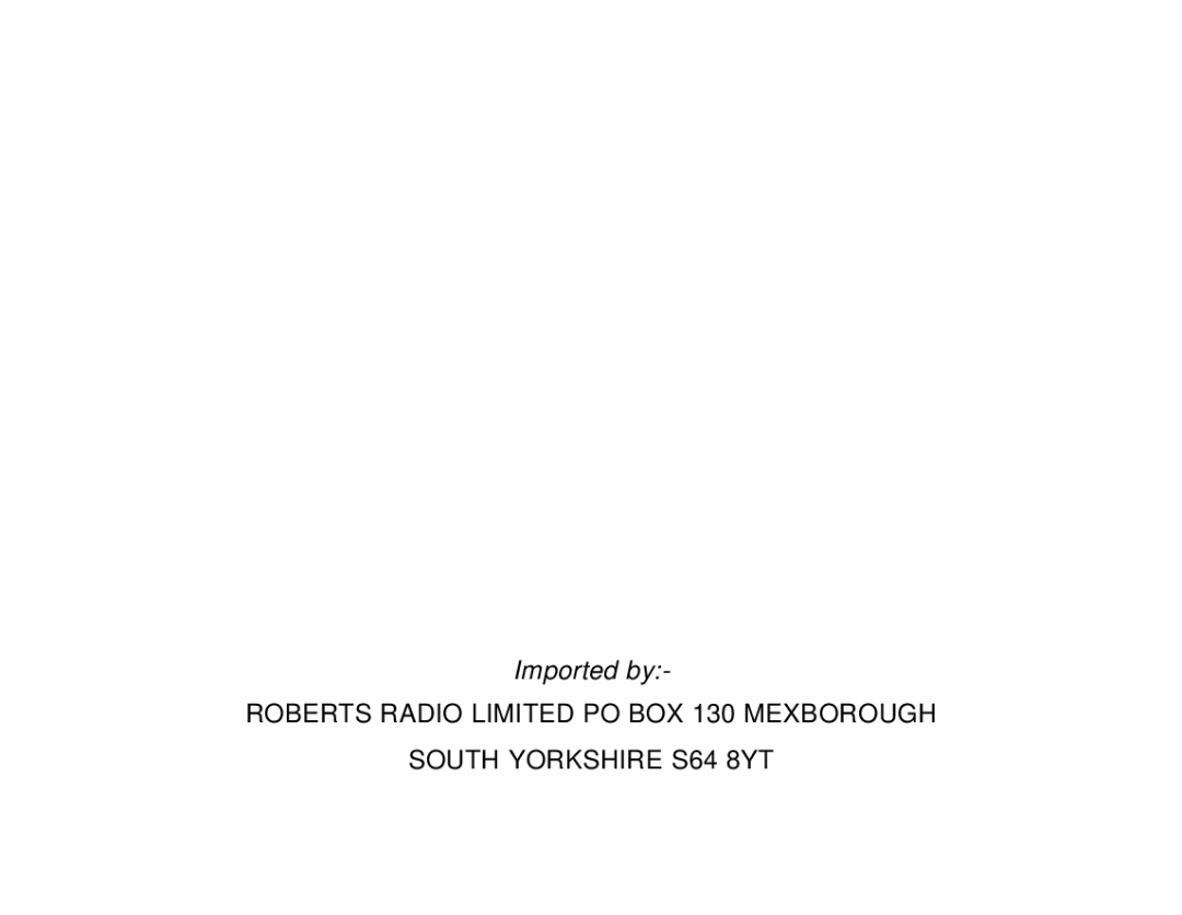 Roberts Radio R972 operating instructions Imported by 