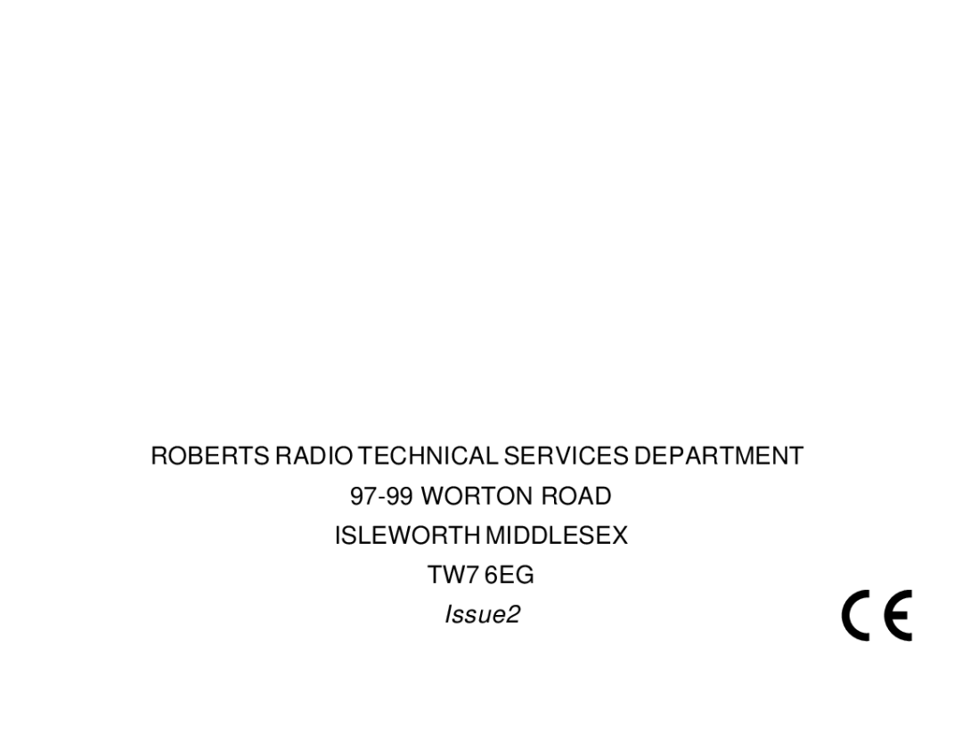 Roberts Radio R972 operating instructions Roberts Radio Technical Services Department 