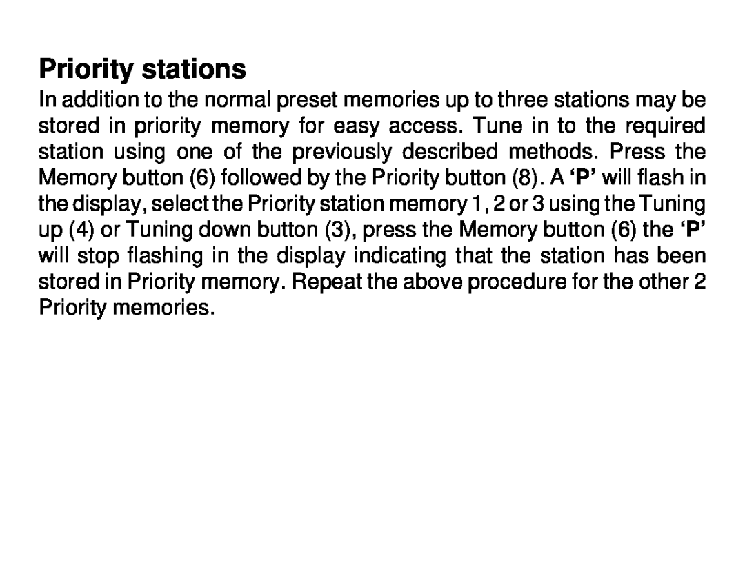 Roberts Radio R972 operating instructions Priority stations 