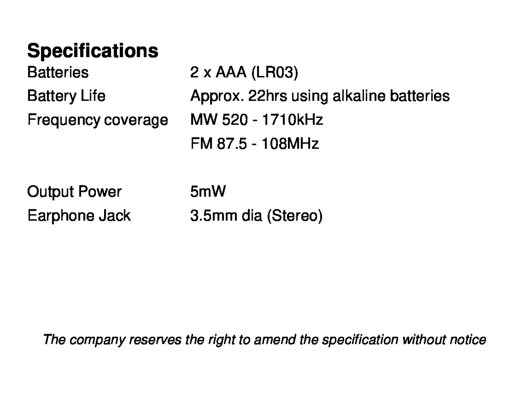 Roberts Radio R972 operating instructions Specifications 