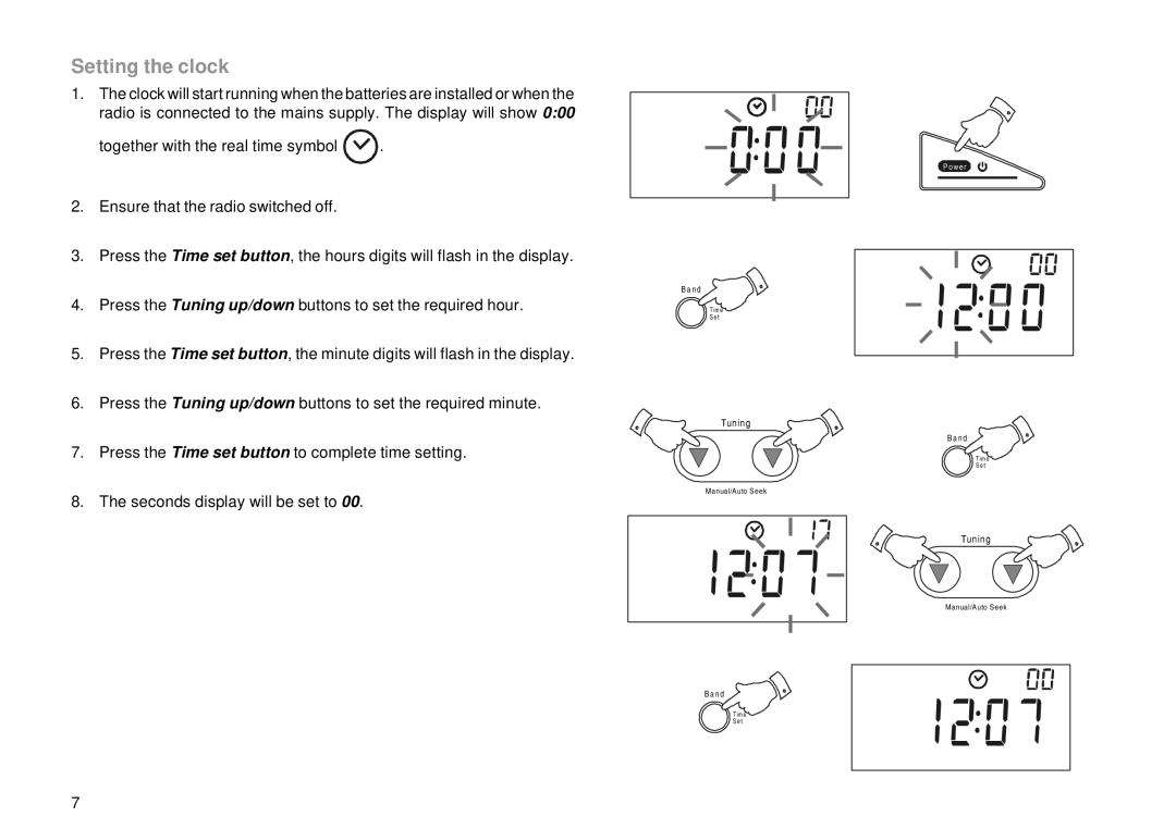 Roberts Radio R983 manual Setting the clock 