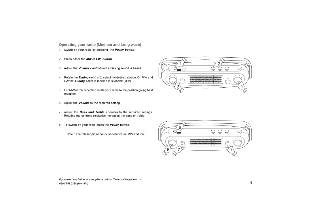 Roberts Radio R9927 manual Operating your radio Medium and Long wave 