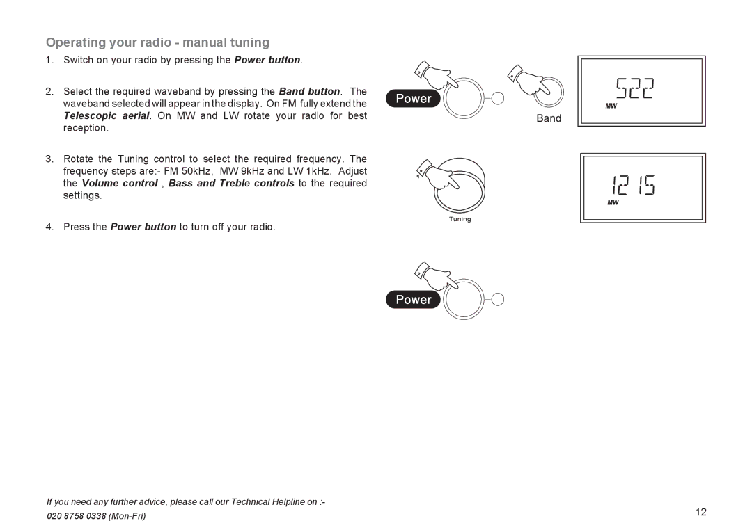 Roberts Radio R9929 Operating your radio manual tuning 