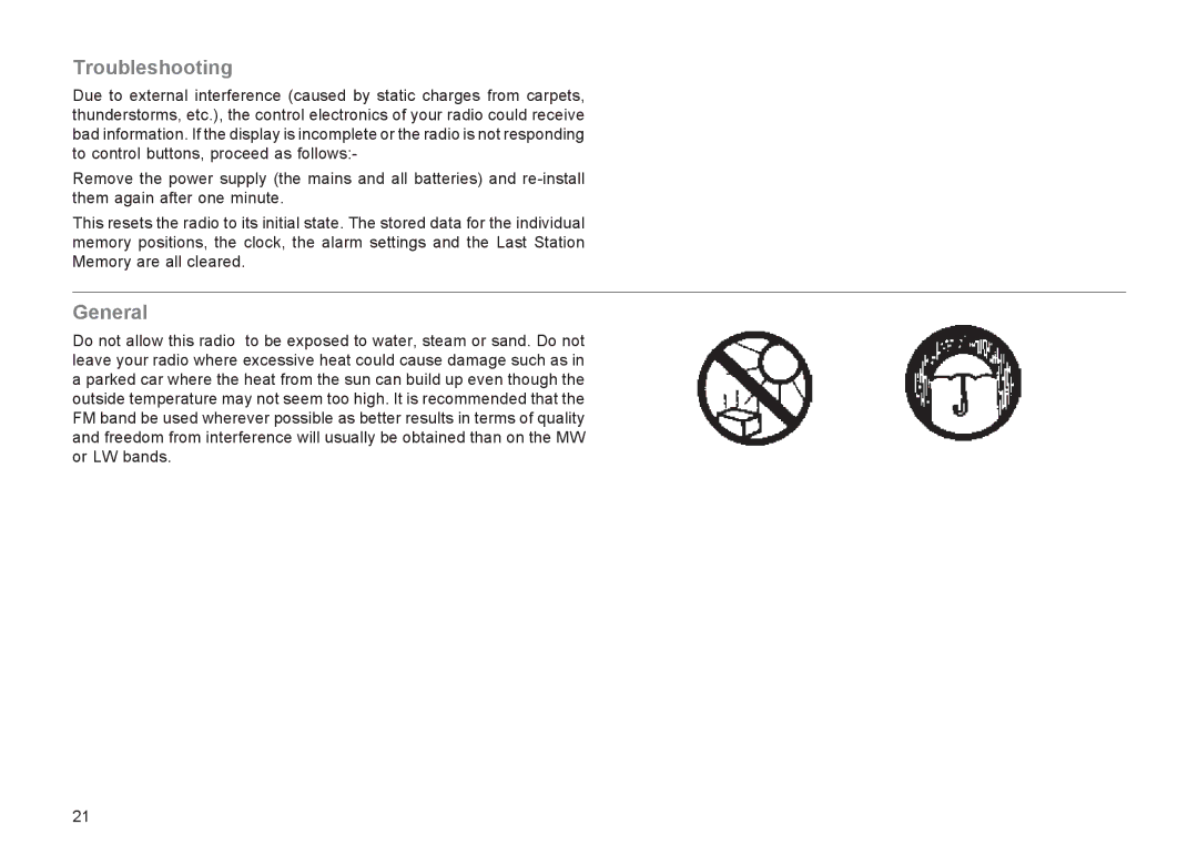 Roberts Radio R9929 manual Troubleshooting, General 