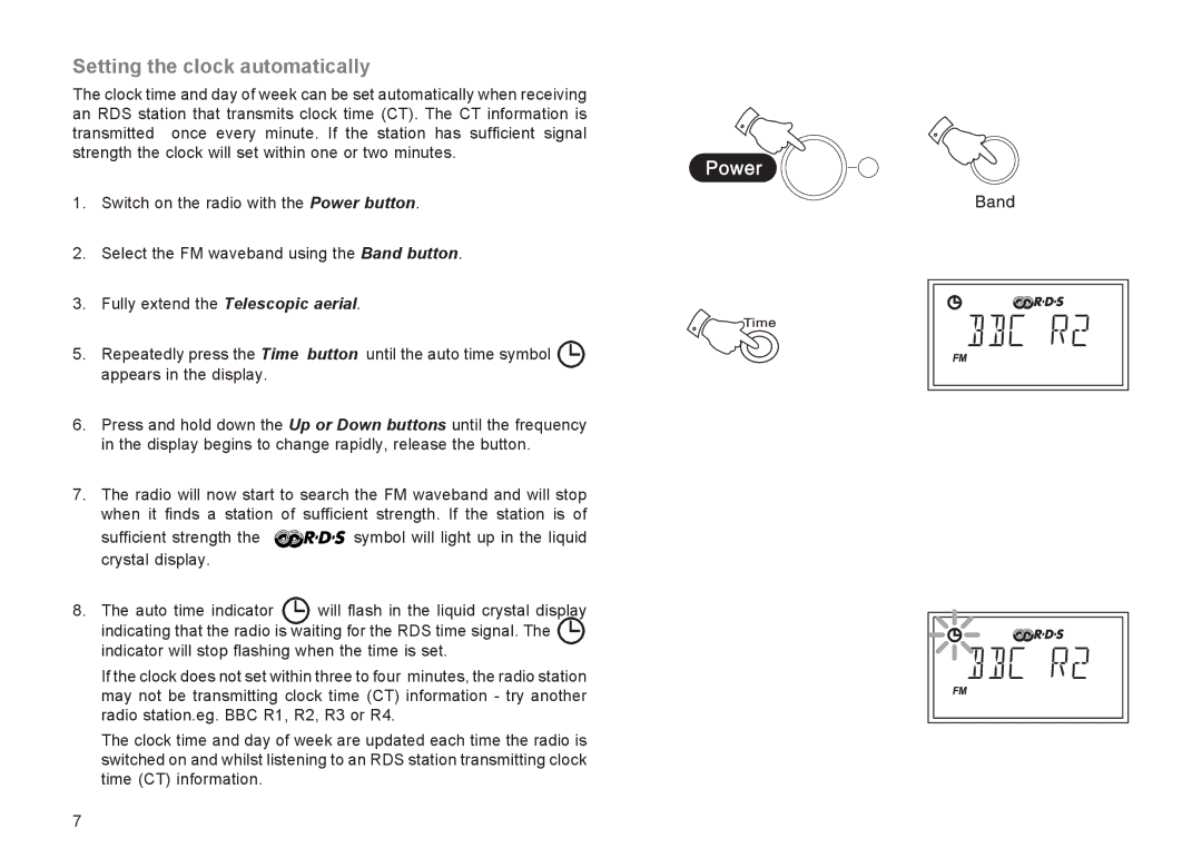 Roberts Radio R9929 manual Setting the clock automatically 