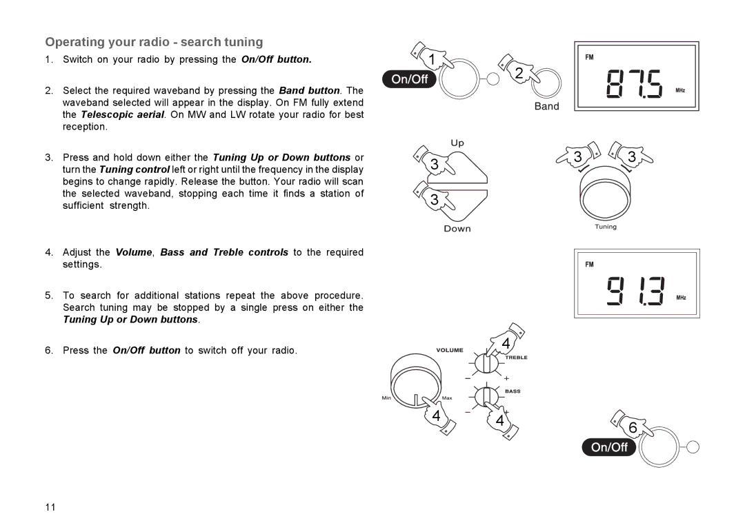 Roberts Radio R9939 manual Operating your radio search tuning 