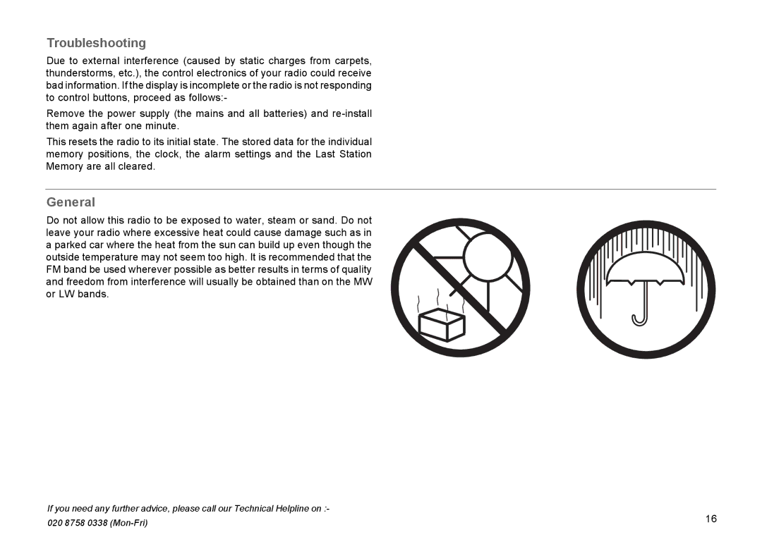 Roberts Radio R9939 manual Troubleshooting, General 