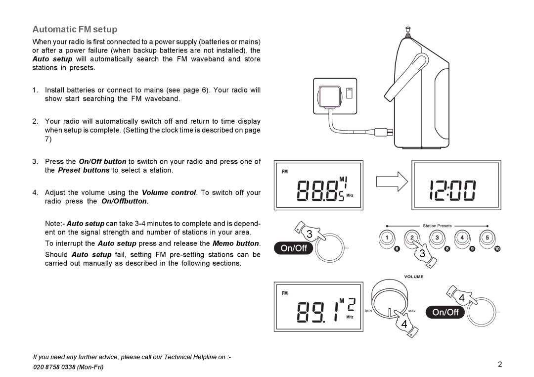 Roberts Radio R9939 manual Automatic FM setup 