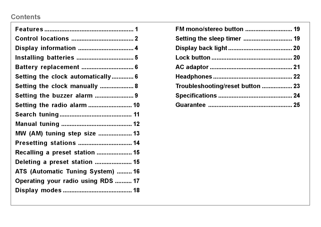 Roberts Radio R9940 manual Contents 