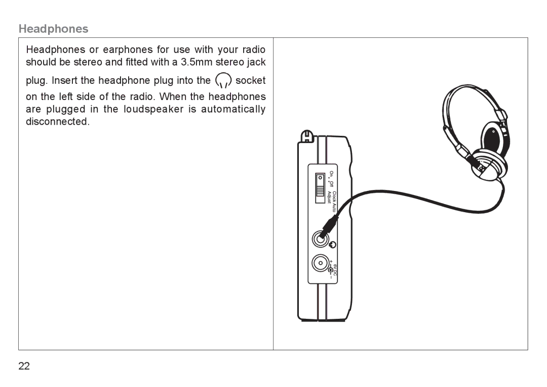 Roberts Radio R9940 manual Headphones 