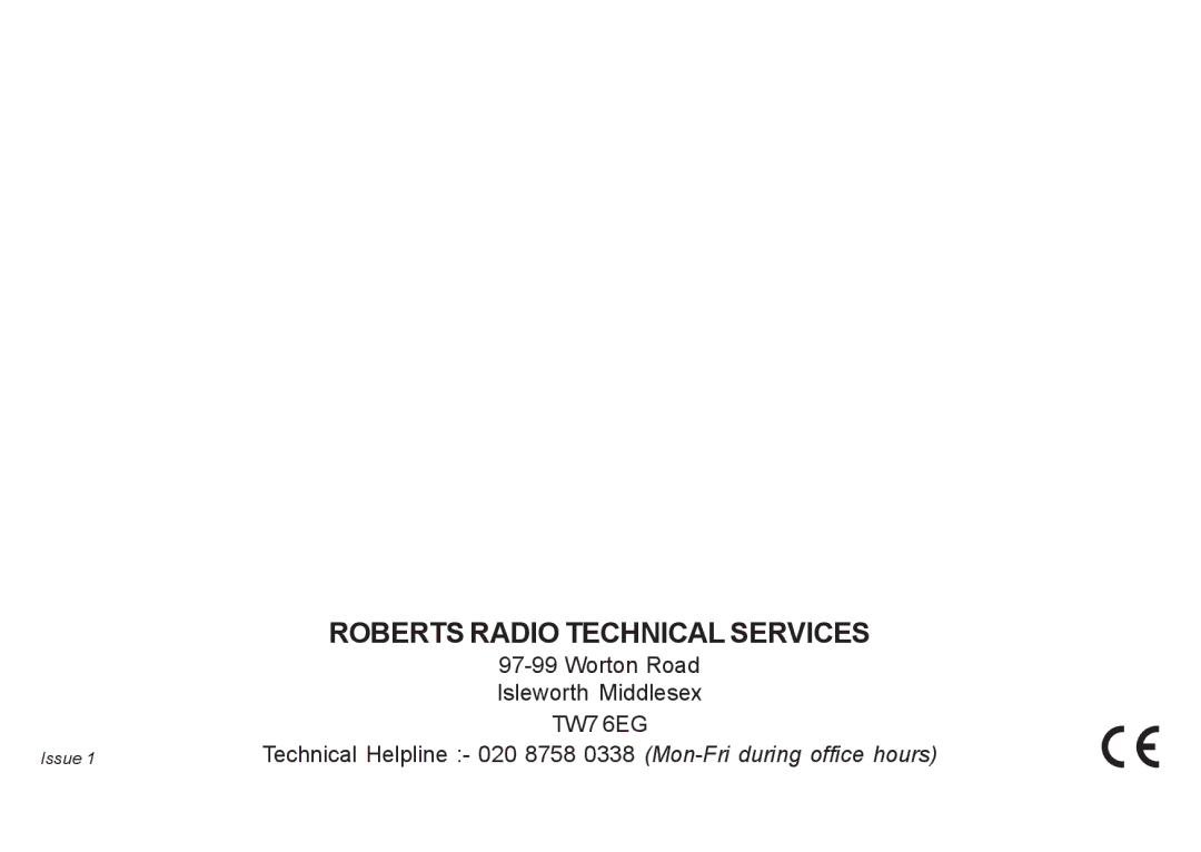 Roberts Radio R9940 manual Roberts Radio Technical Services 