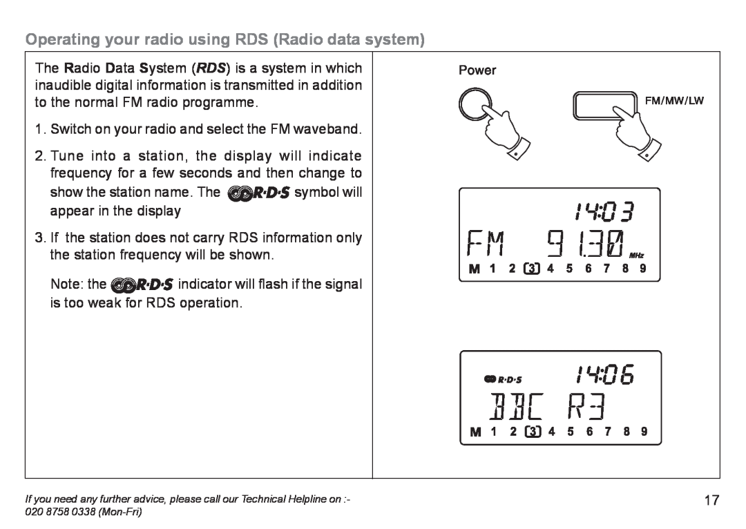 Roberts Radio R9940 manual Operating your radio using RDS Radio data system 