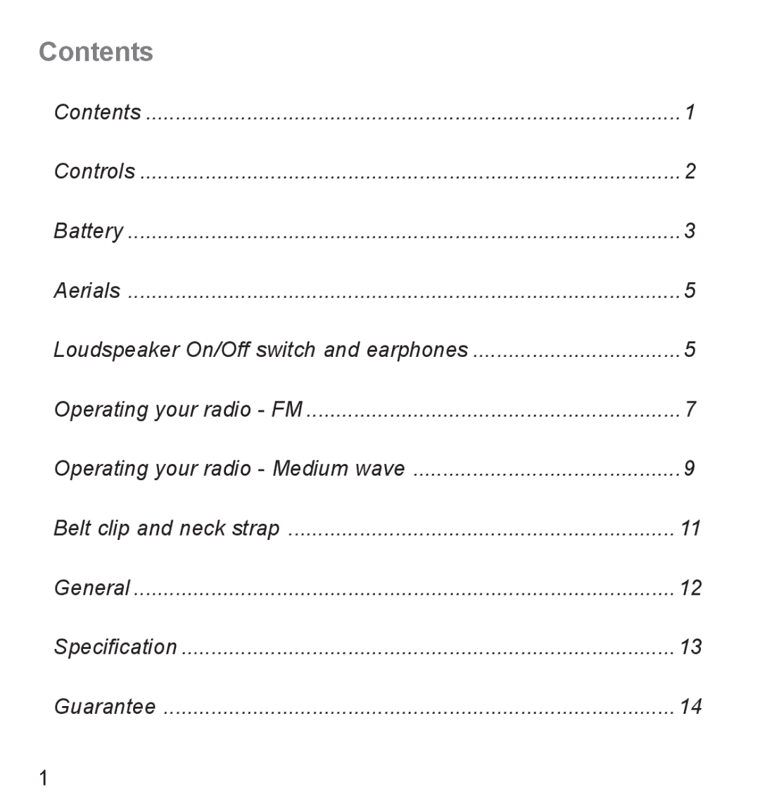 Roberts Radio R9941 manual Contents 