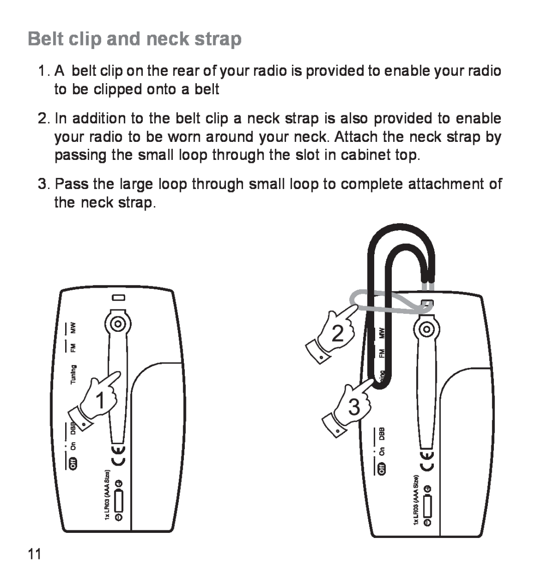 Roberts Radio R9941 manual Belt clip and neck strap 