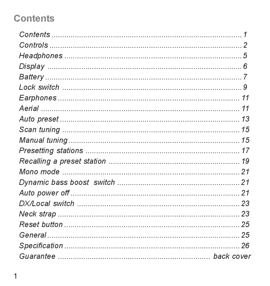 Roberts Radio R9942 manual Contents 