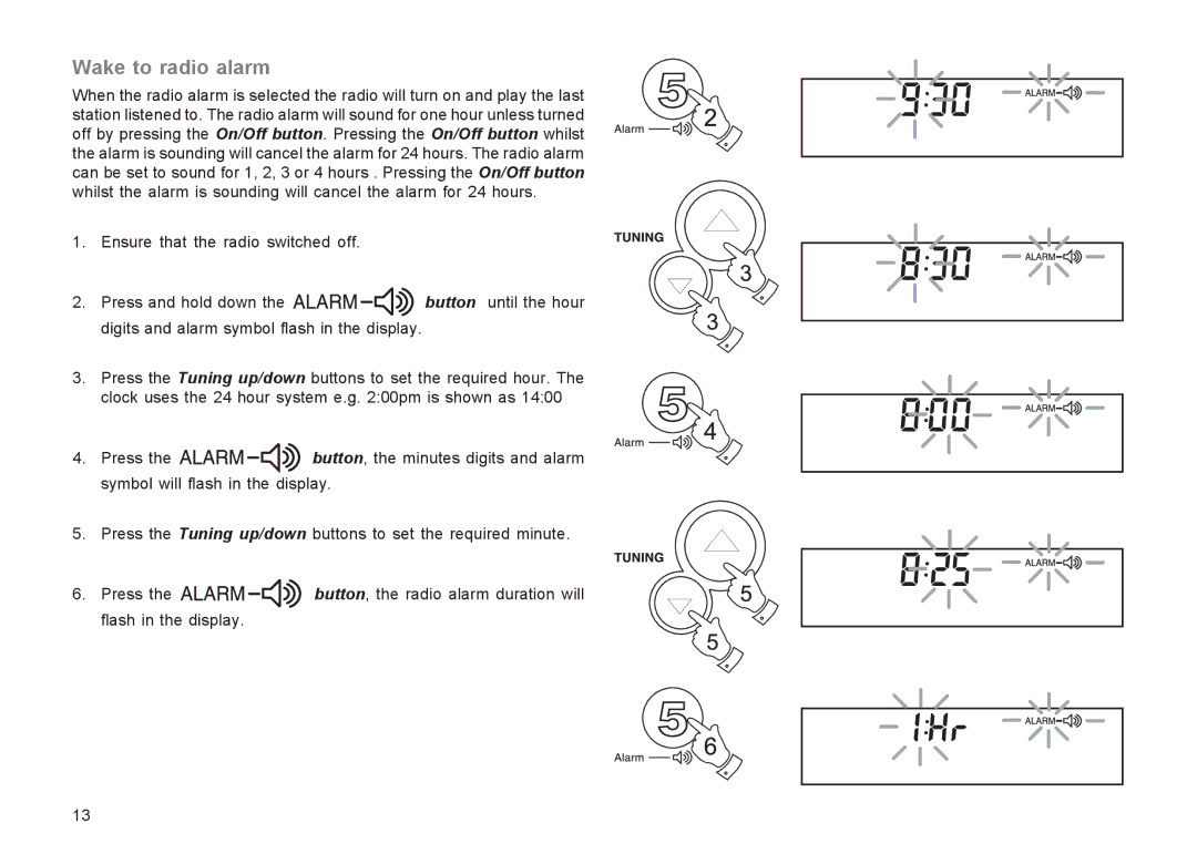 Roberts Radio R9943 manual Wake to radio alarm 