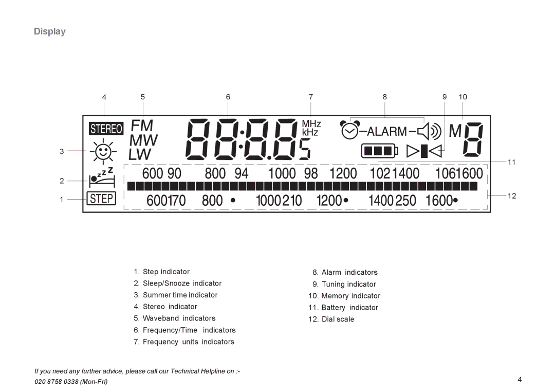 Roberts Radio R9943 manual Display 