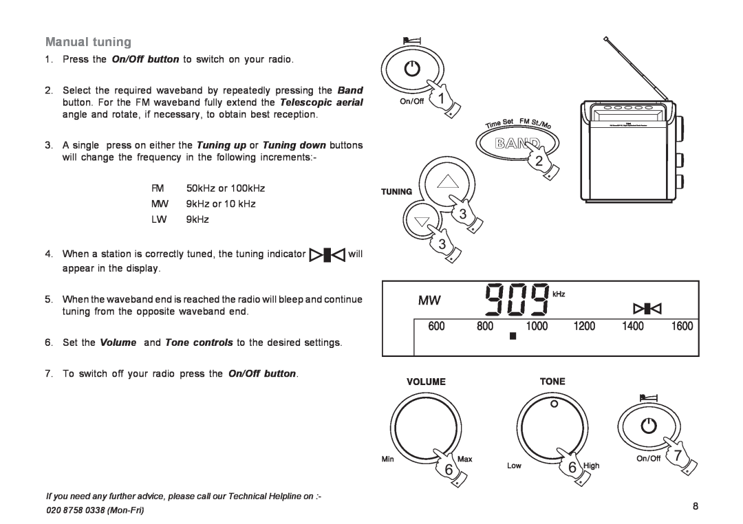 Roberts Radio R9943 manual Manual tuning 