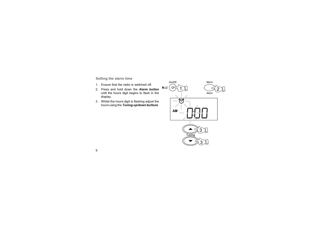 Roberts Radio R9947 manual Setting the alarm time 