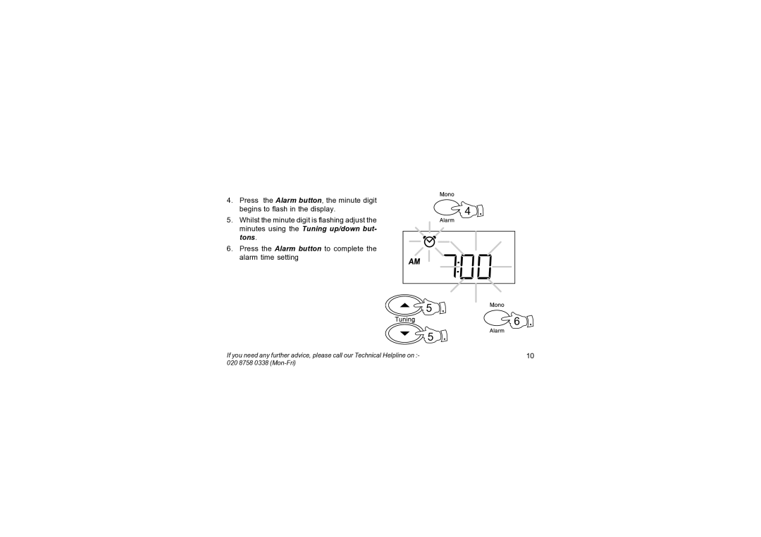 Roberts Radio R9947 manual Press the Alarm button to complete the alarm time setting 