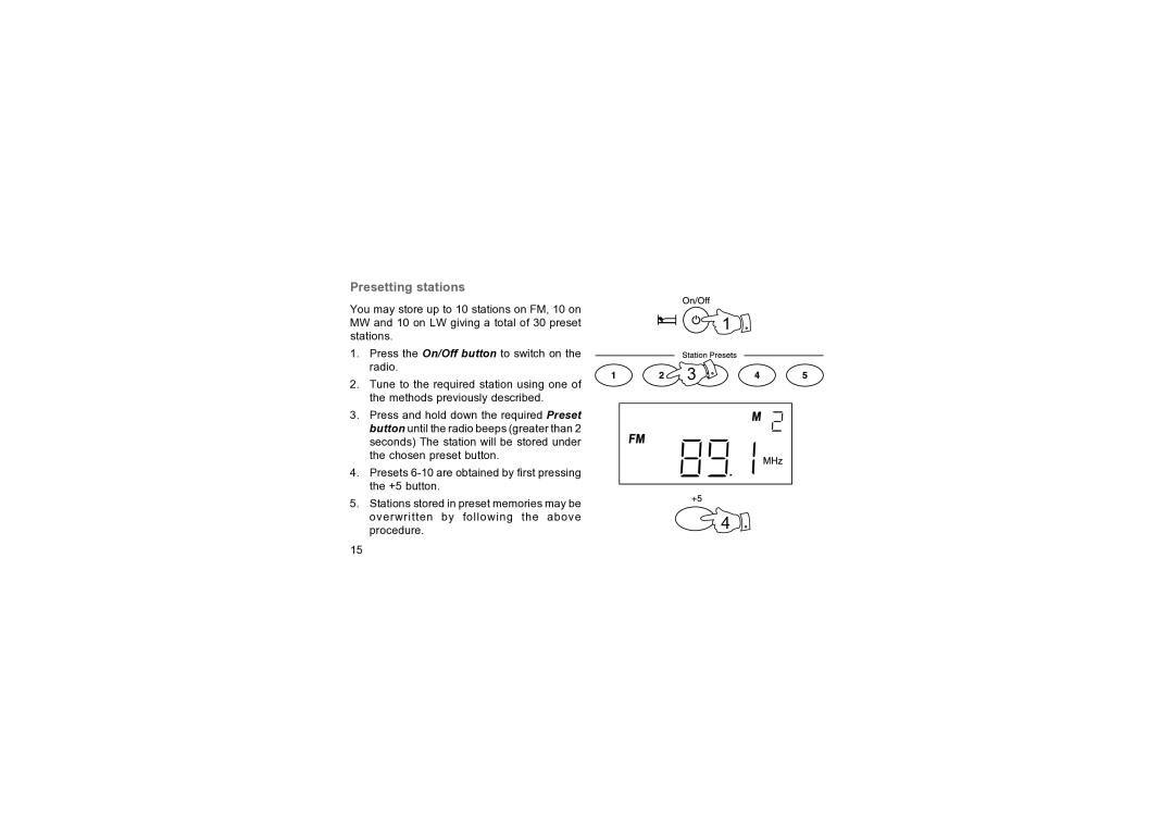 Roberts Radio R9947 manual Presetting stations 