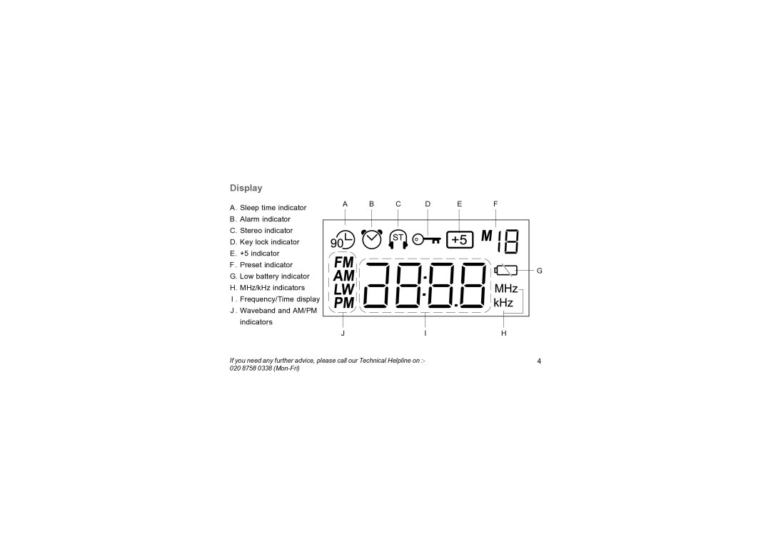 Roberts Radio R9947 manual Display 