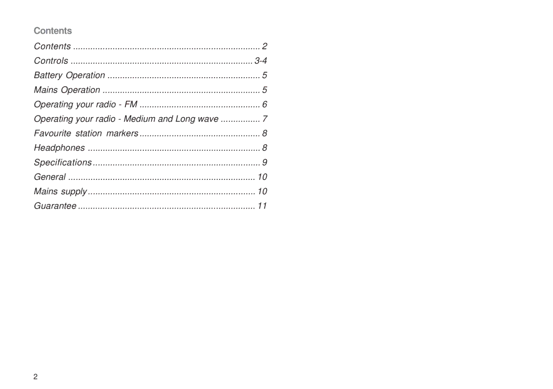 Roberts Radio R9954 manual Contents 