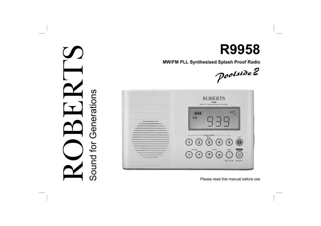 Roberts Radio R9958 manual Roberts 