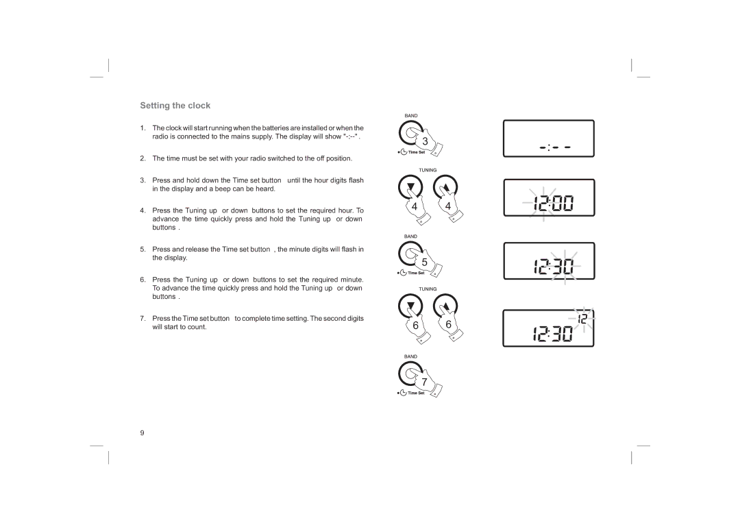 Roberts Radio R9958 manual Setting the clock 