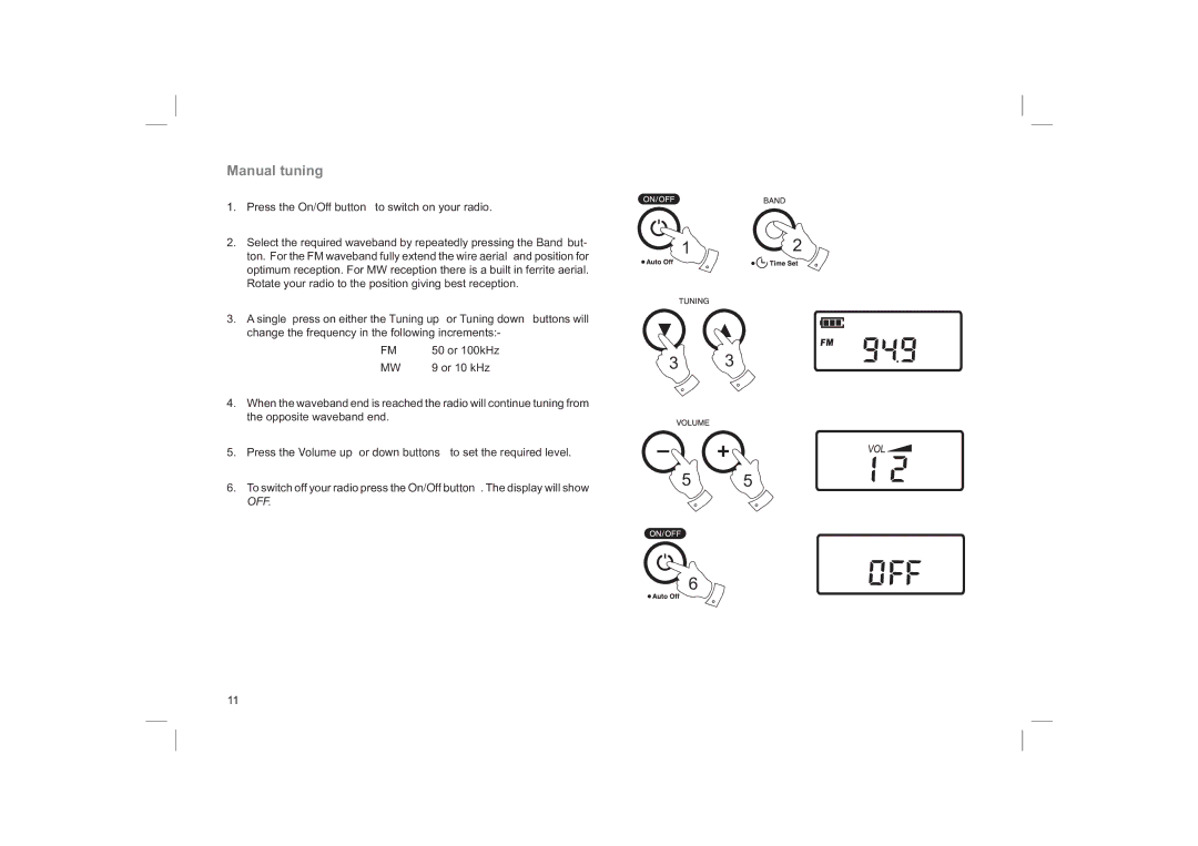 Roberts Radio R9958 manual Manual tuning 