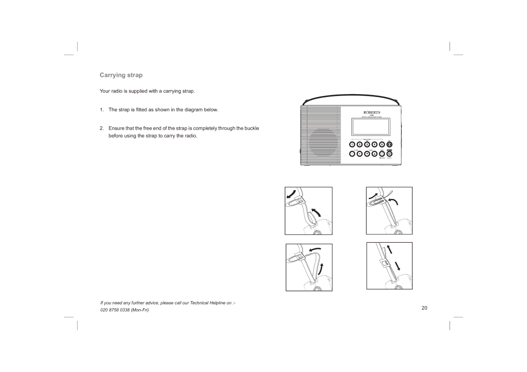 Roberts Radio R9958 manual Carrying strap 