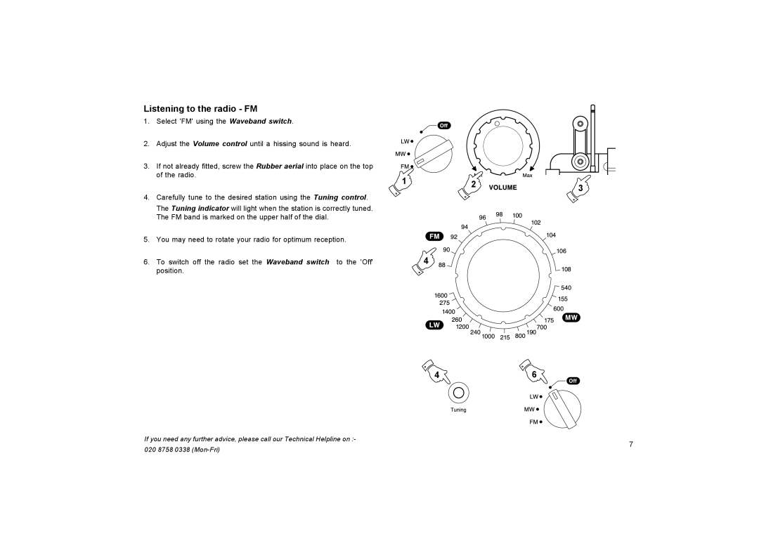 Roberts Radio R9965 manual Listening to the radio FM 