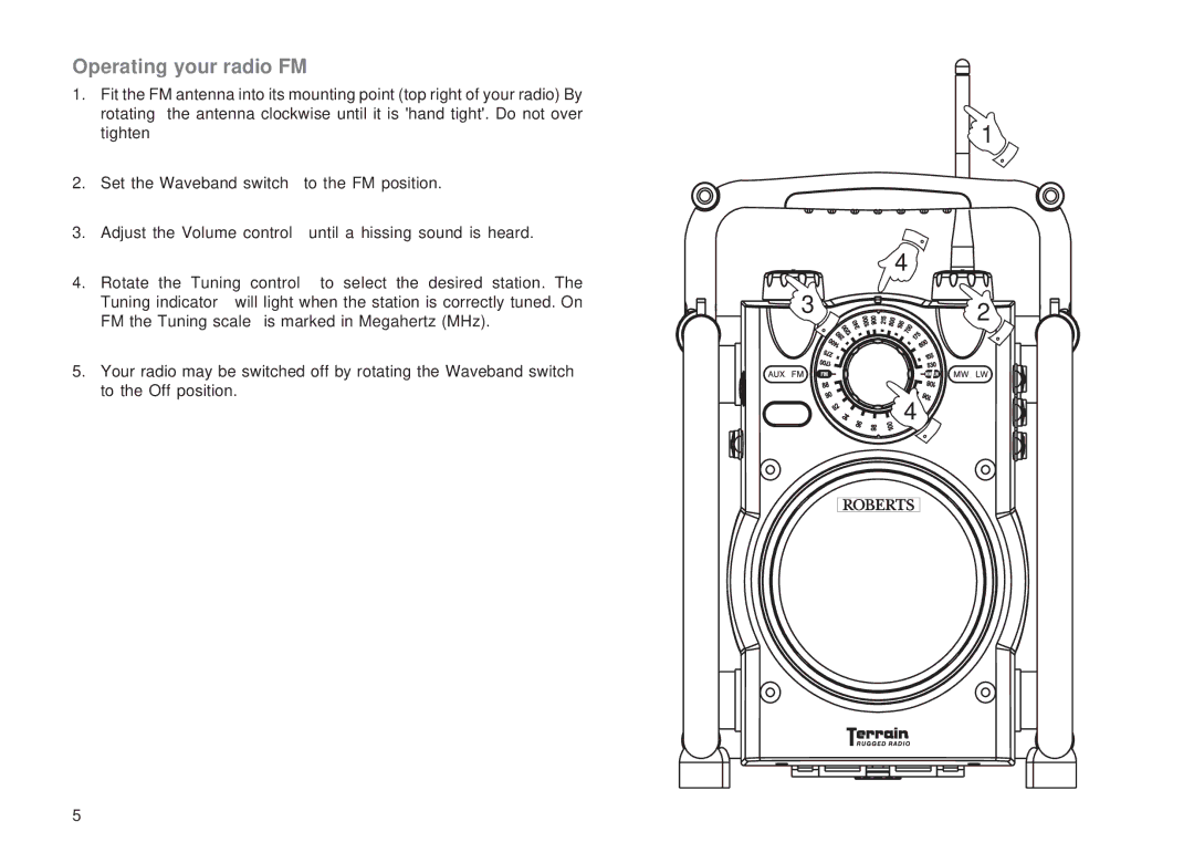 Roberts Radio R9966 manual Operating your radio FM 