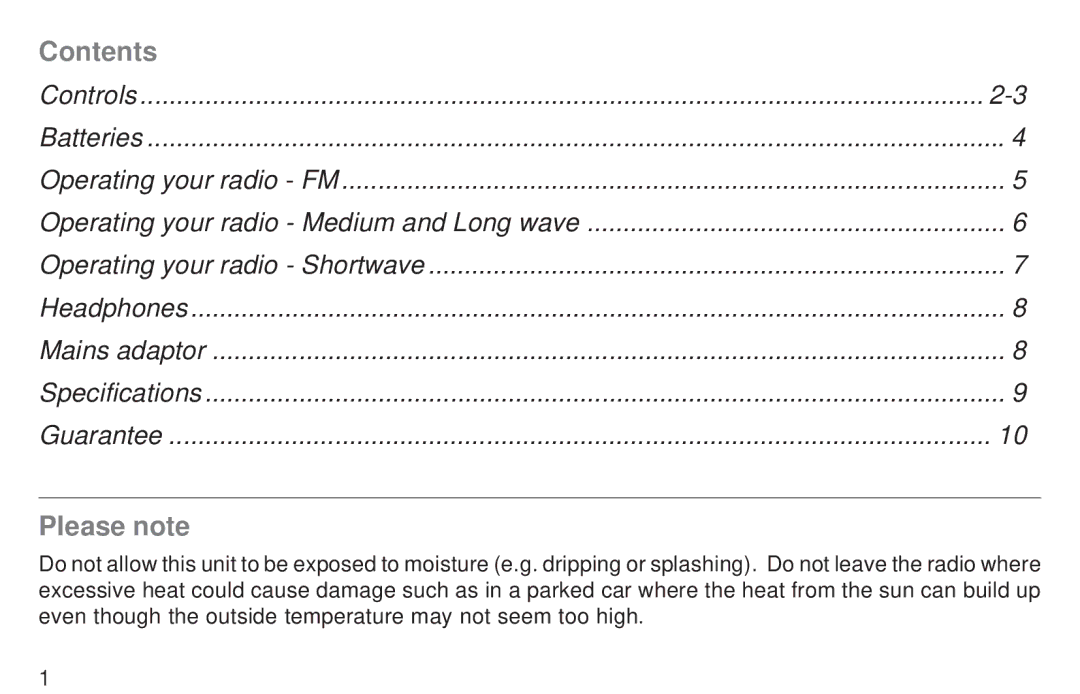 Roberts Radio R9967 manual Contents 