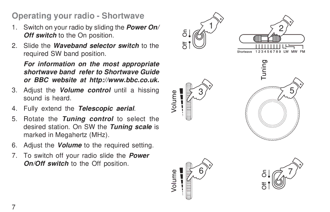 Roberts Radio R9967 manual Operating your radio Shortwave 