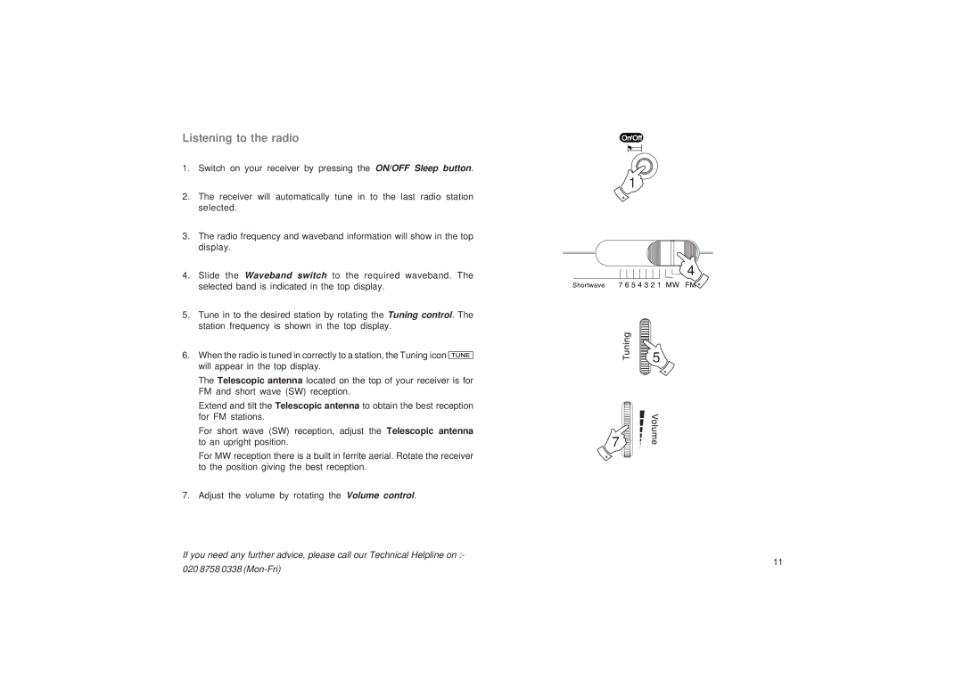 Roberts Radio R9968 manual Listening to the radio 