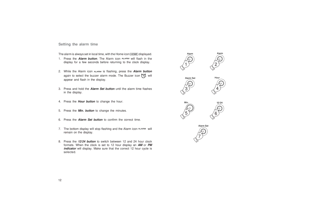 Roberts Radio R9968 manual Setting the alarm time 