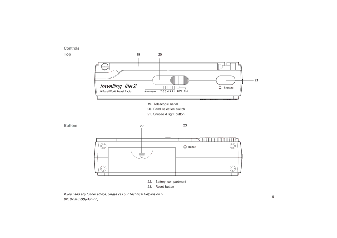 Roberts Radio R9968 manual Controls Top, Bottom 