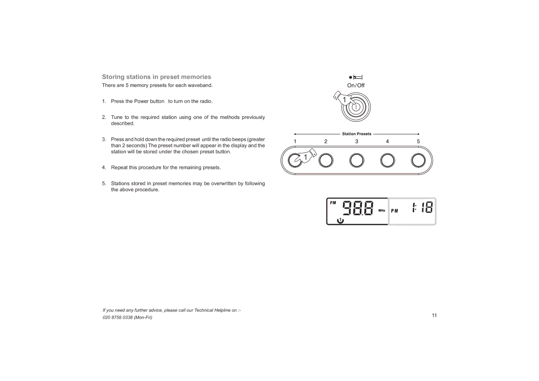 Roberts Radio R9974 manual Storing stations in preset memories 