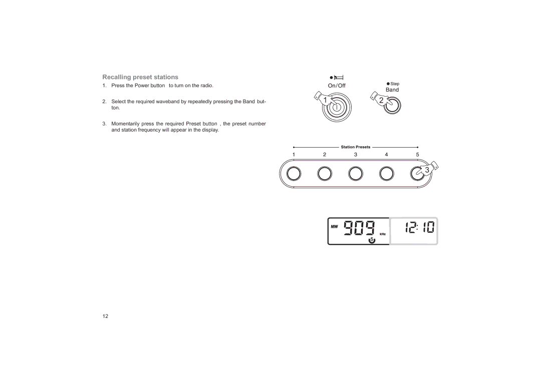 Roberts Radio R9974 manual Recalling preset stations 