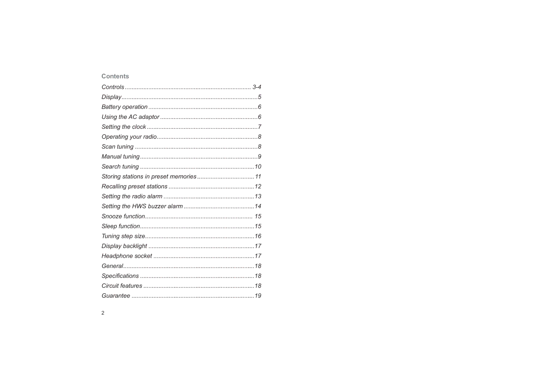 Roberts Radio R9974 manual Contents 