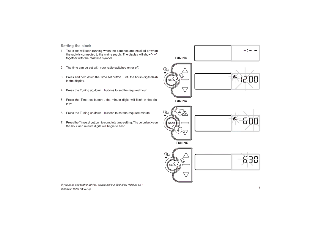 Roberts Radio R9974 manual Setting the clock 