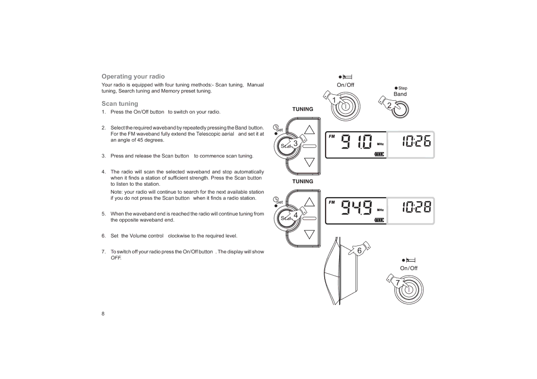 Roberts Radio R9974 manual Operating your radio, Scan tuning 