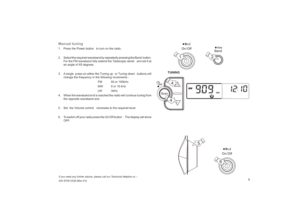 Roberts Radio R9974 manual Manual tuning 