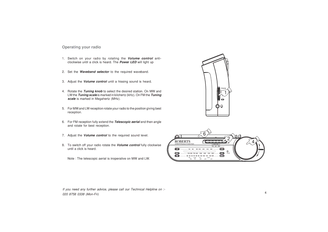 Roberts Radio R9993 manual Operating your radio 