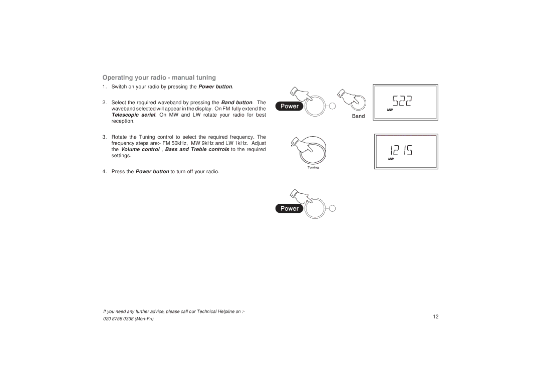 Roberts Radio R9999 Operating your radio manual tuning 