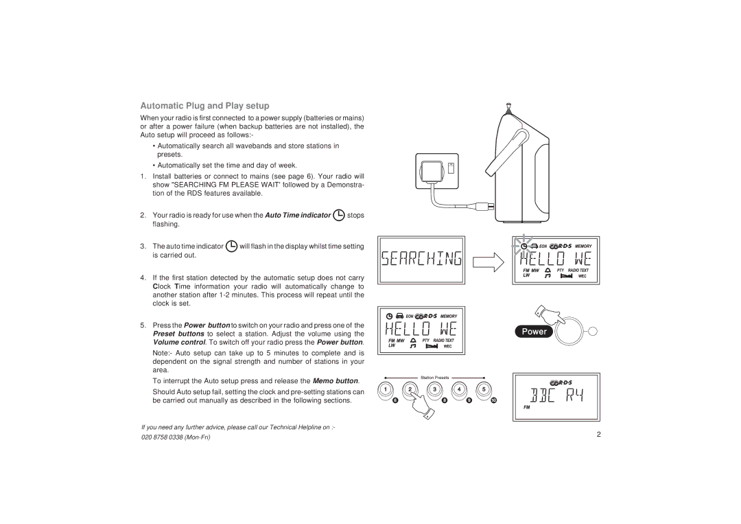 Roberts Radio R9999 manual Automatic Plug and Play setup 