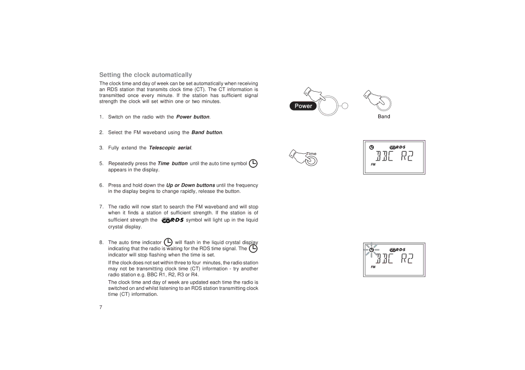 Roberts Radio R9999 manual Setting the clock automatically 