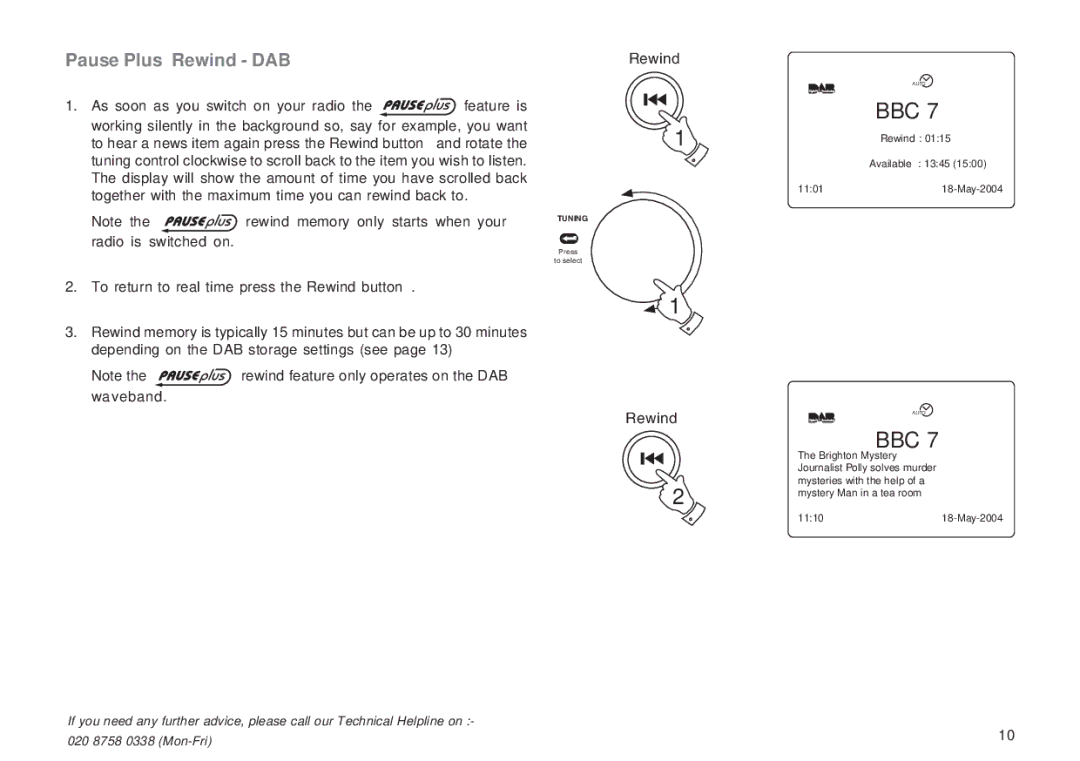 Roberts Radio RD-1 manual Pause Plus Rewind DAB 