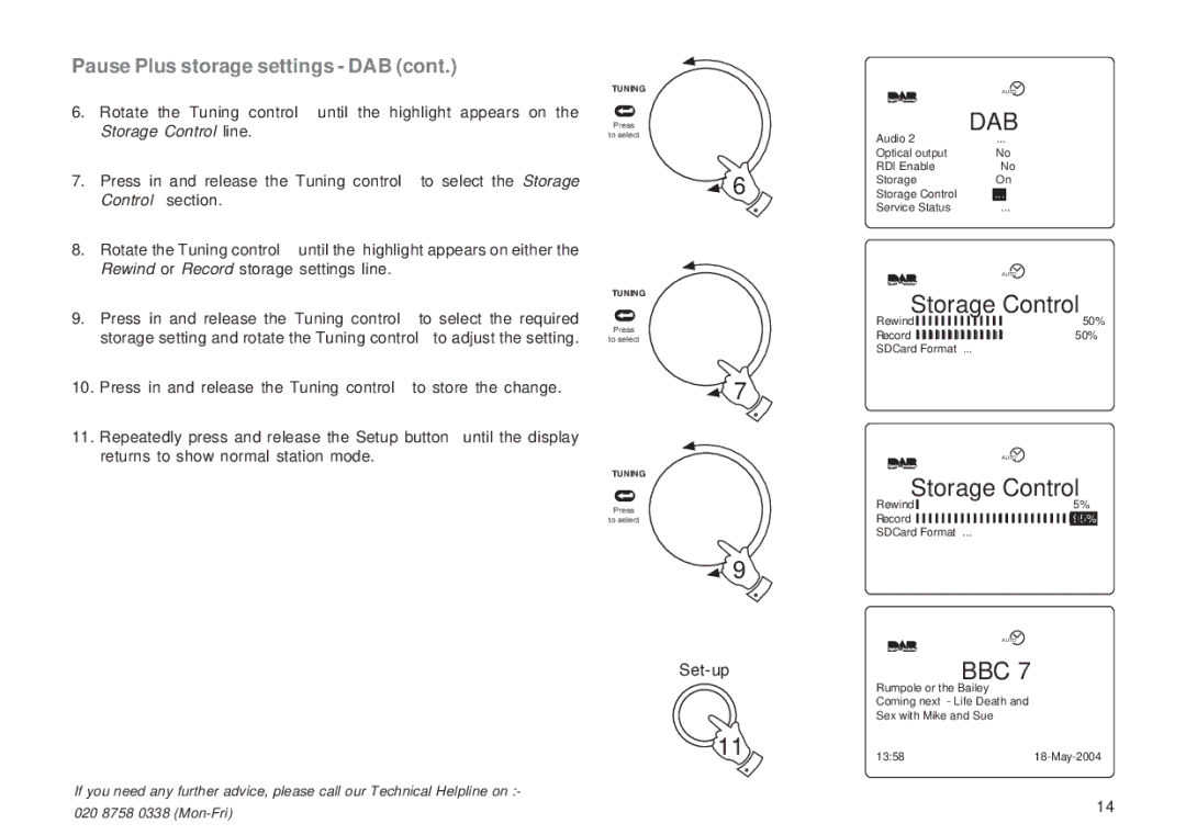 Roberts Radio RD-1 manual Storage Control 